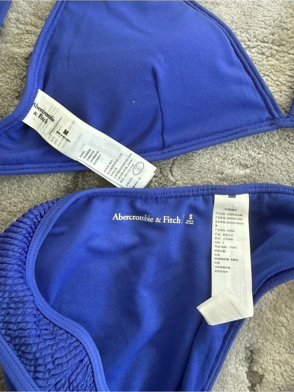 Abercrombie & Fitch Textured Triangle Bikini in Royal Blue